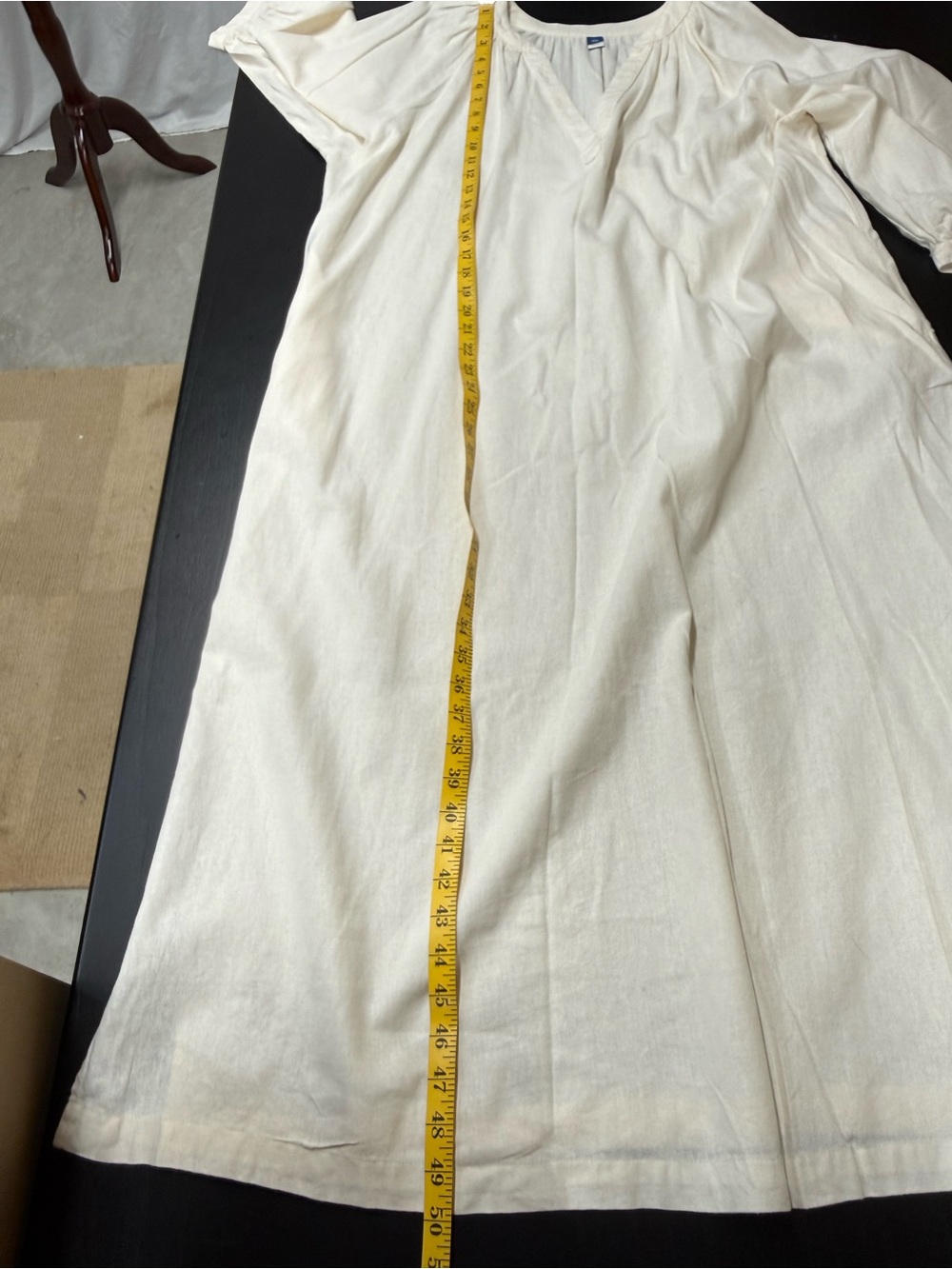 Old Navy Cream Maxi Dress Linen Blend 3/4 Sleeve - Picture 5 of 9